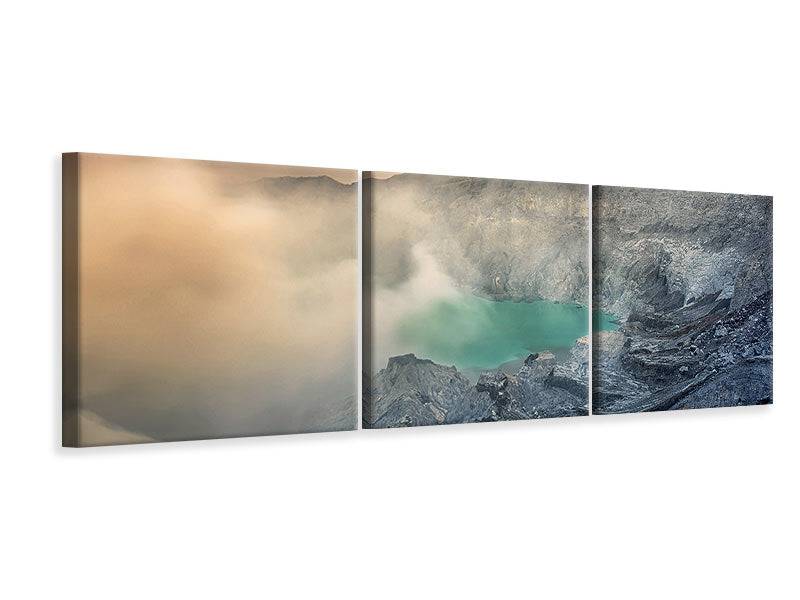 Tableau sur toile panoramique en 3 parties sur le volcan