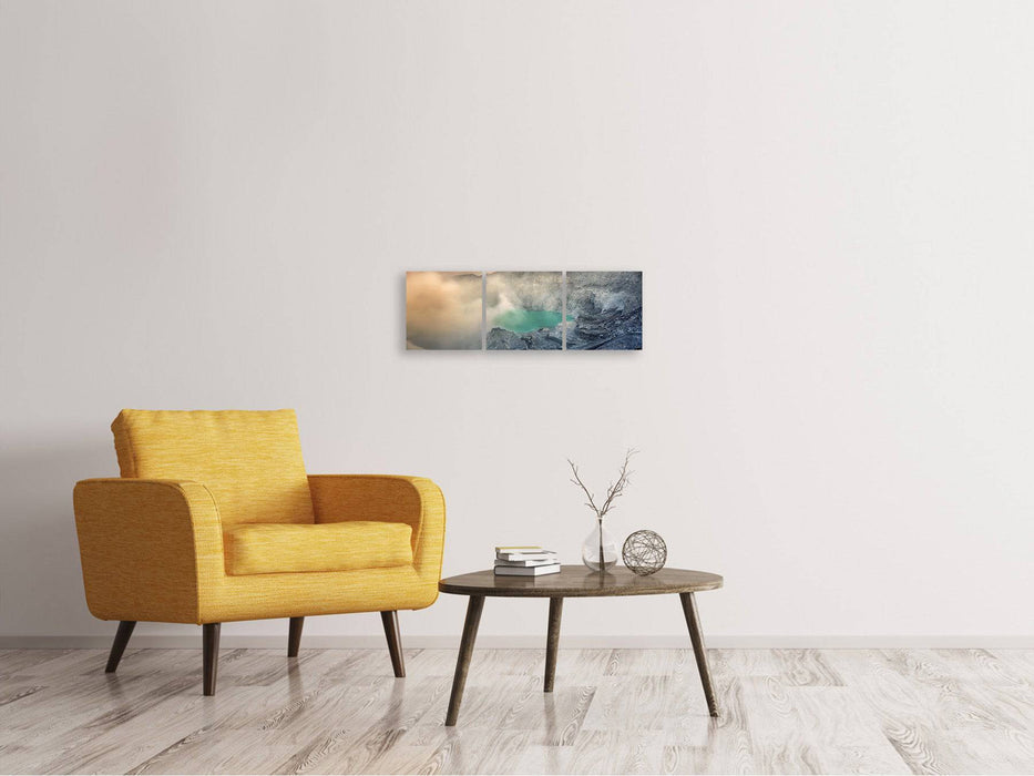 Tableau sur toile panoramique en 3 parties sur le volcan