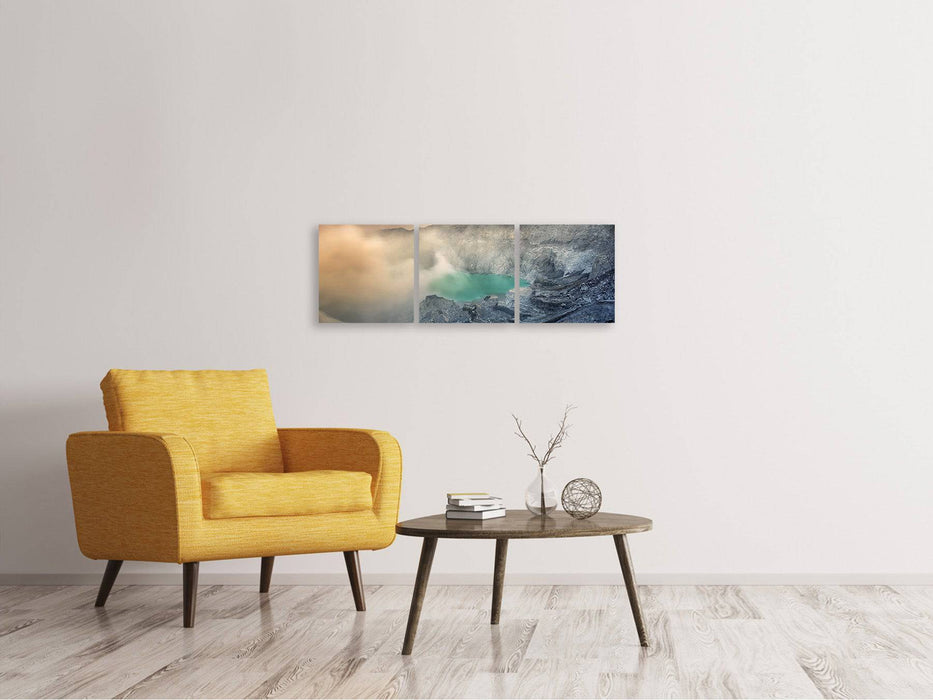 Tableau sur toile panoramique en 3 parties sur le volcan