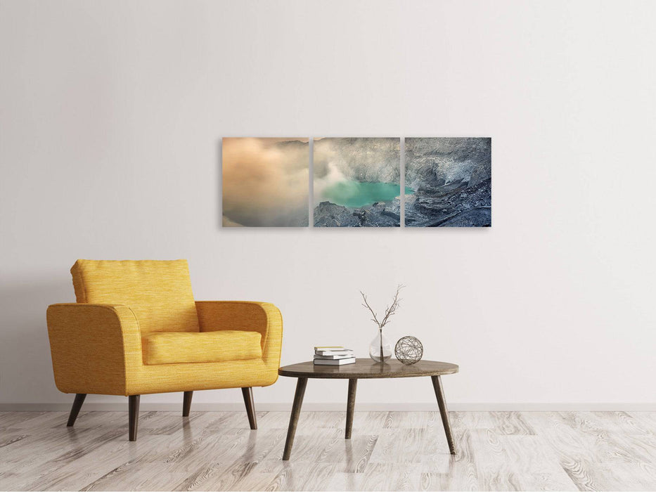 Tableau sur toile panoramique en 3 parties sur le volcan