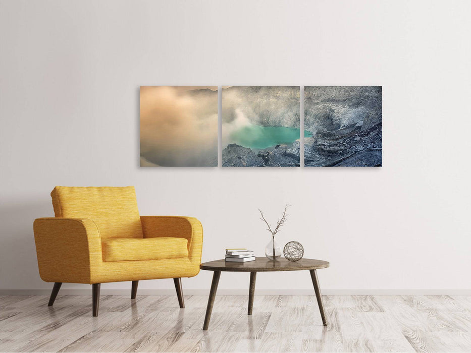 Tableau sur toile panoramique en 3 parties sur le volcan