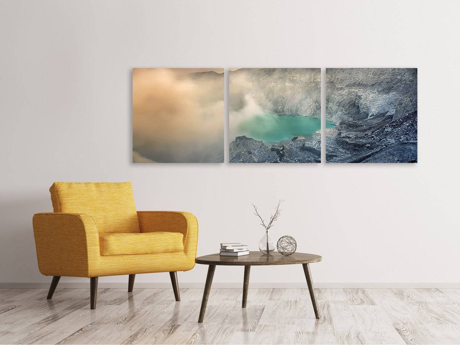 Tableau sur toile panoramique en 3 parties sur le volcan