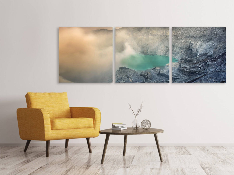 Tableau sur toile panoramique en 3 parties sur le volcan