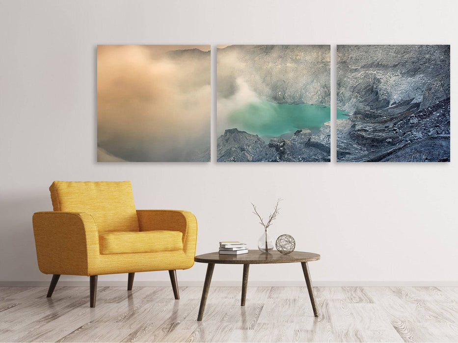 Tableau sur toile panoramique en 3 parties sur le volcan