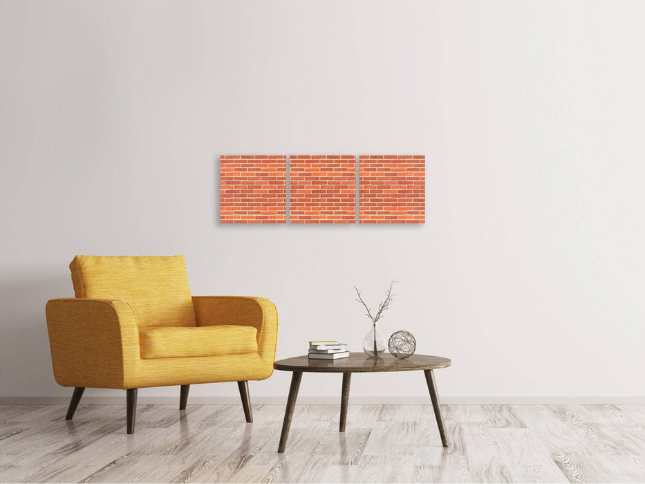 Panoramic 3-piece canvas picture bricks