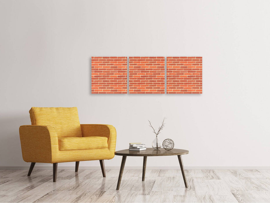 Panoramic 3-piece canvas picture bricks