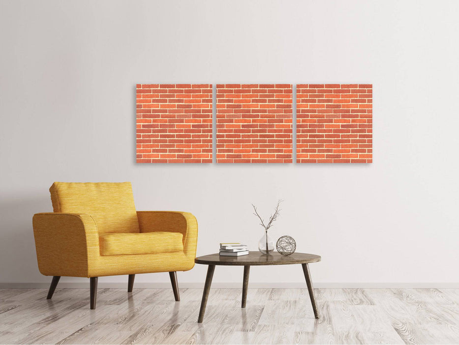 Panoramic 3-piece canvas picture bricks