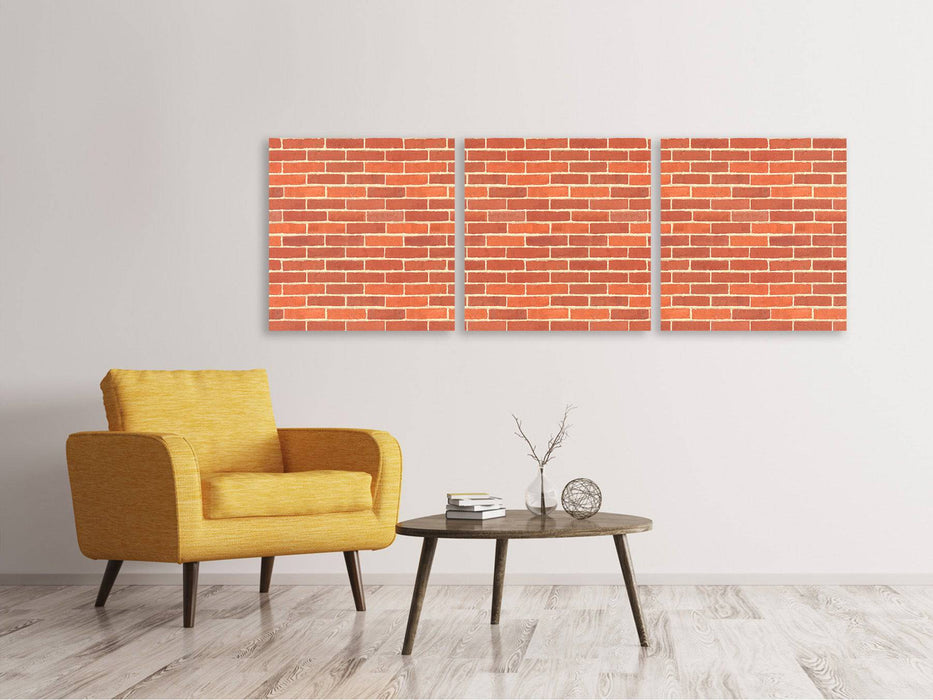 Panoramic 3-piece canvas picture bricks