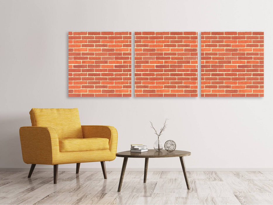 Panoramic 3-piece canvas picture bricks