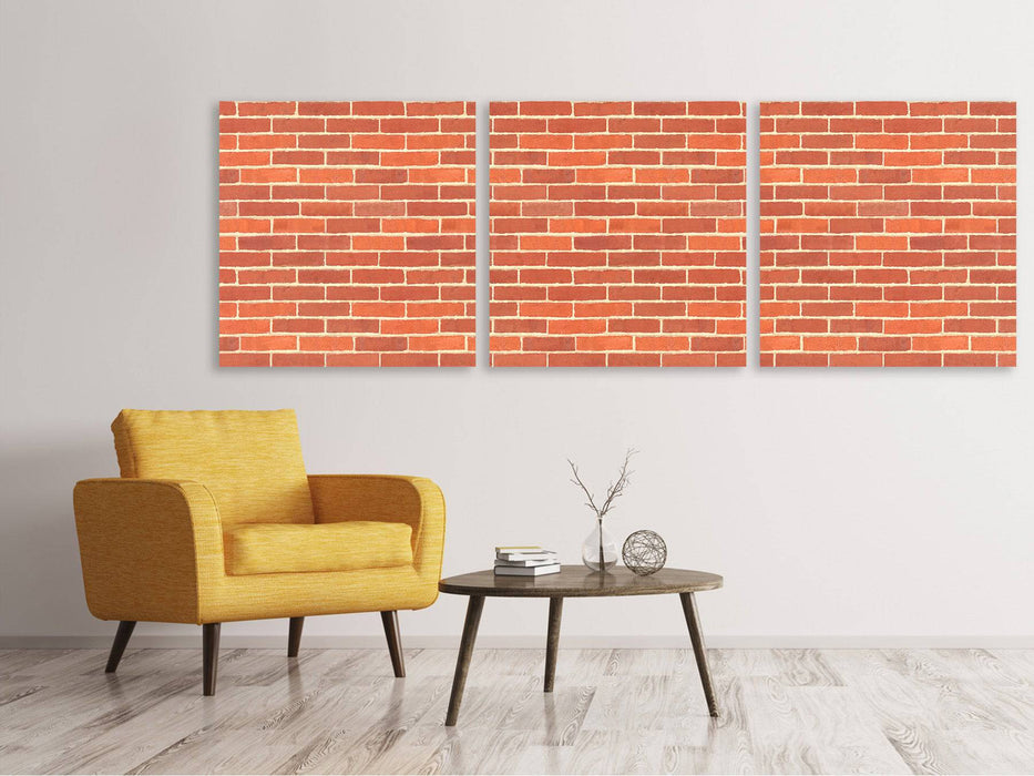 Panoramic 3-piece canvas picture bricks