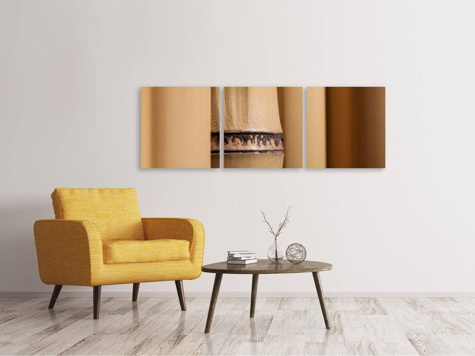 Panorama 3-piece canvas picture Bamboo Close up