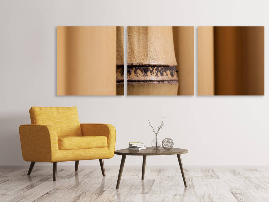 Panorama 3-piece canvas picture Bamboo Close up