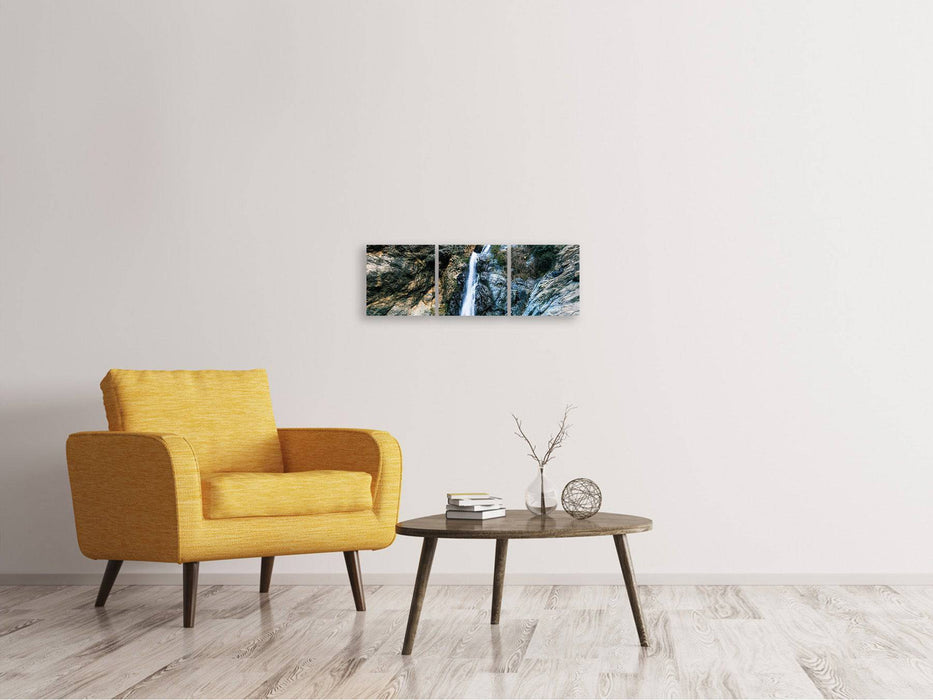 Panoramic 3-piece canvas picture moving water