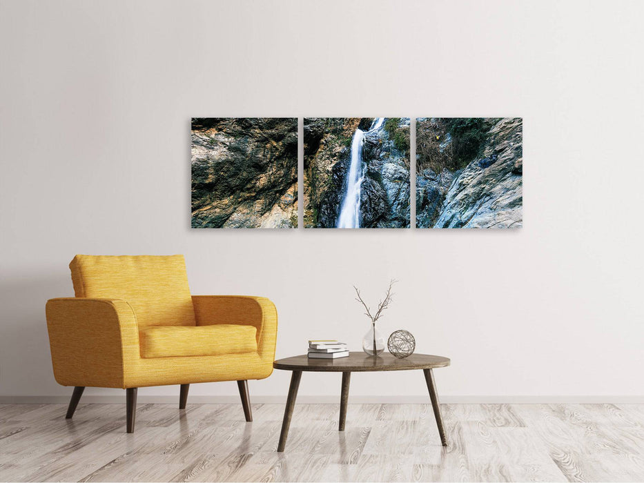 Panoramic 3-piece canvas picture moving water