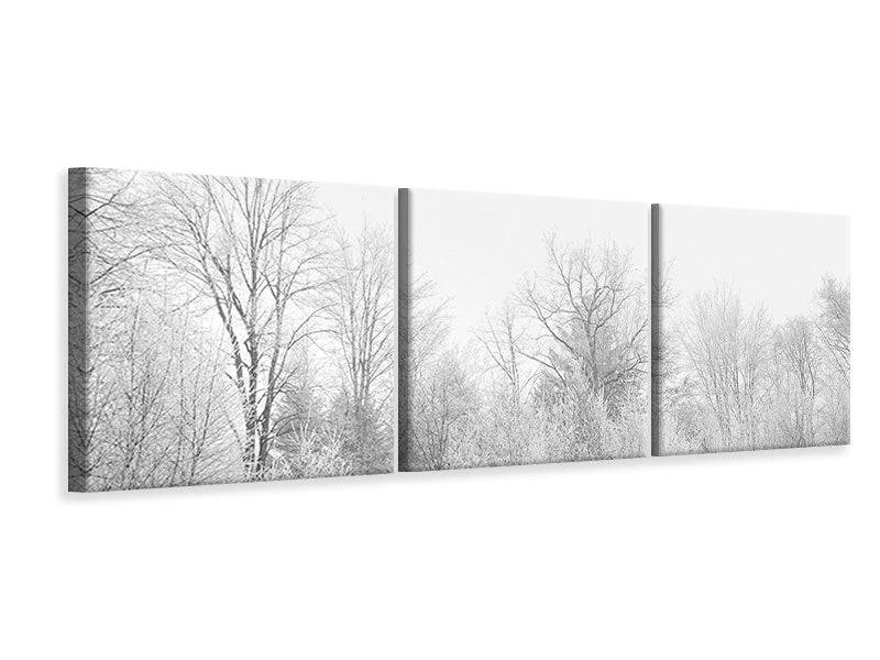 Tableau sur toile panoramique en 3 parties Bouleaux dans la neige