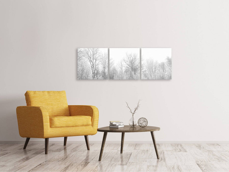 Tableau sur toile panoramique en 3 parties Bouleaux dans la neige