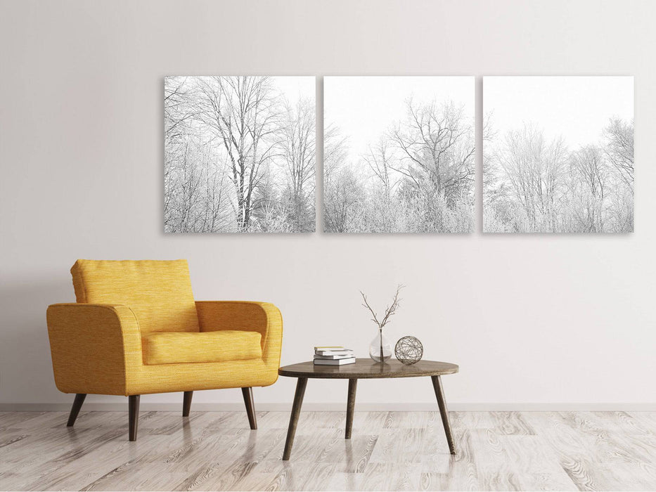 Tableau sur toile panoramique en 3 parties Bouleaux dans la neige