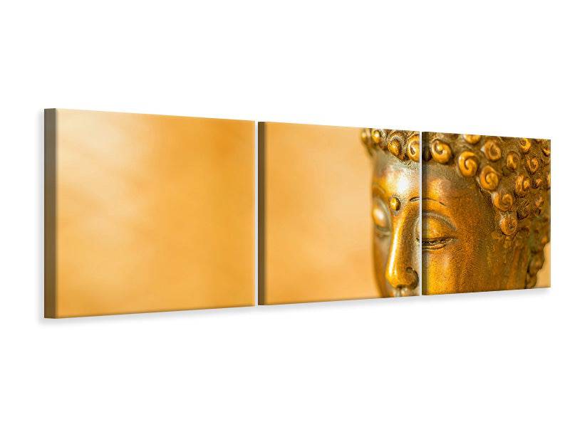 Panorama 3-piece canvas picture Buddha head