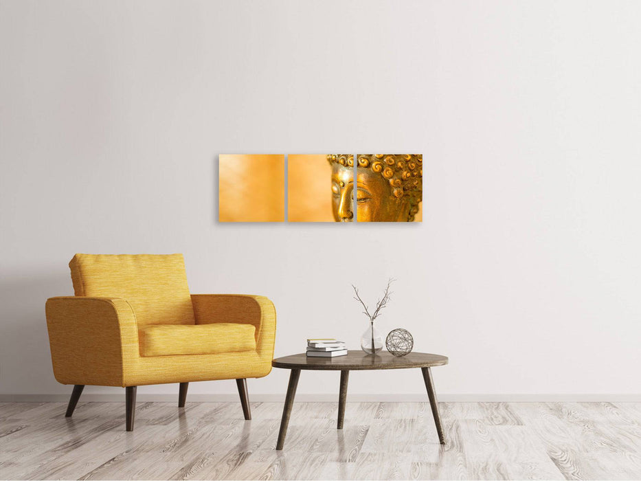 Panorama 3-piece canvas picture Buddha head