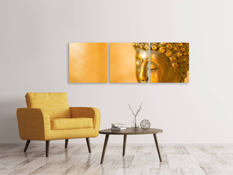 Panorama 3-piece canvas picture Buddha head