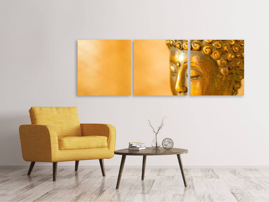 Panorama 3-piece canvas picture Buddha head