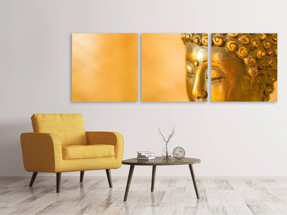 Panorama 3-piece canvas picture Buddha head