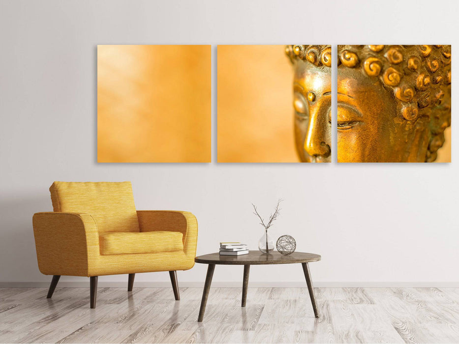 Panorama 3-piece canvas picture Buddha head