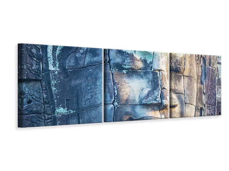 Panorama 3-piece canvas picture Buddha stature