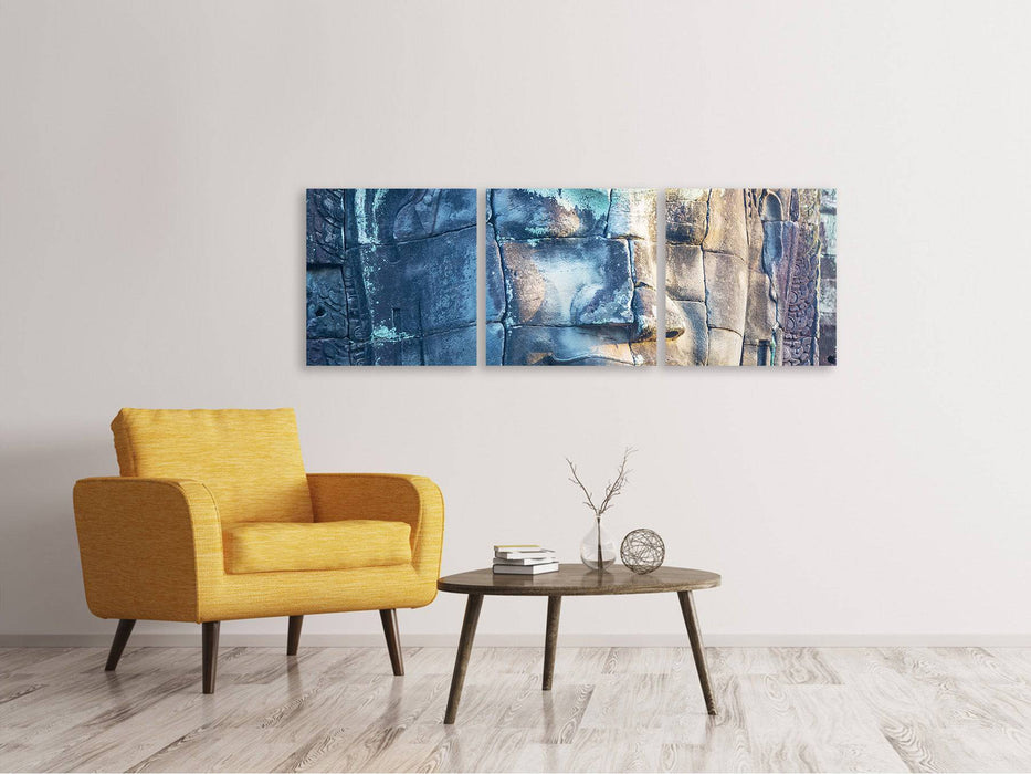 Panorama 3-piece canvas picture Buddha stature