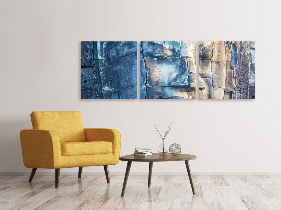 Panorama 3-piece canvas picture Buddha stature