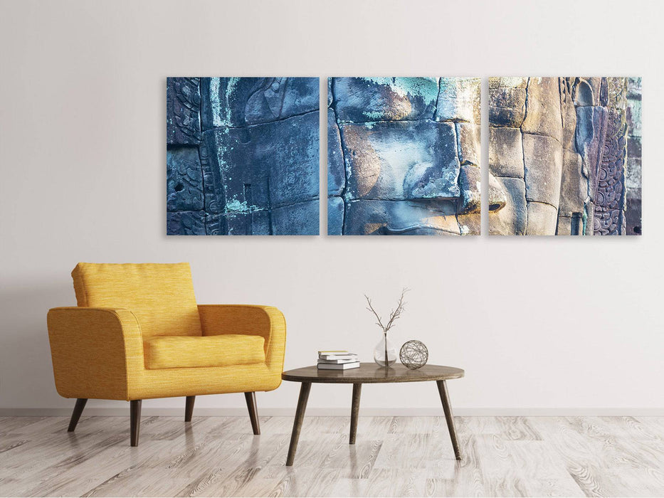 Panorama 3-piece canvas picture Buddha stature