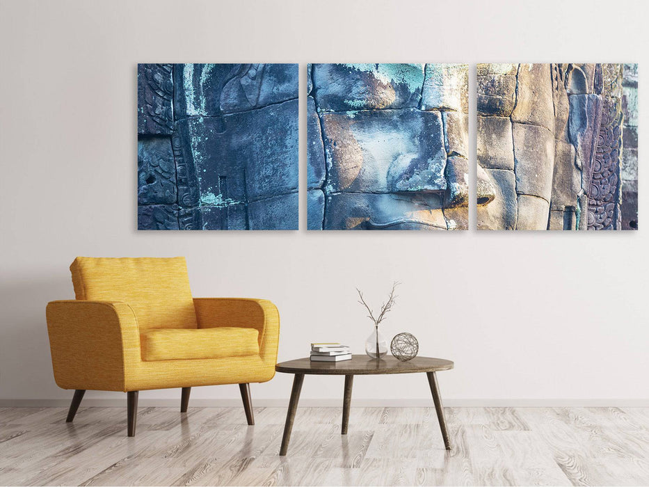 Panorama 3-piece canvas picture Buddha stature