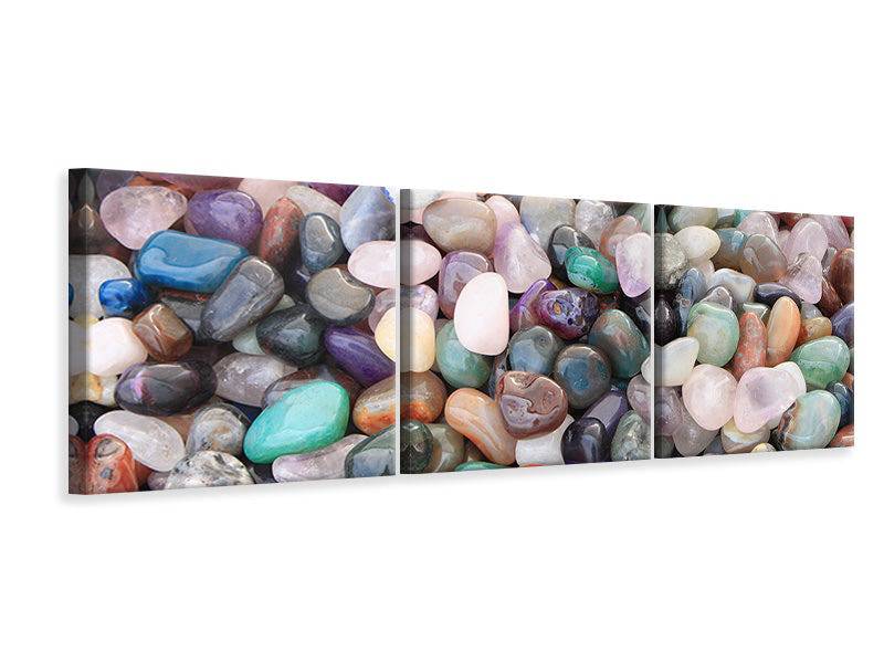 Panoramic 3-piece canvas picture Colorful gemstones