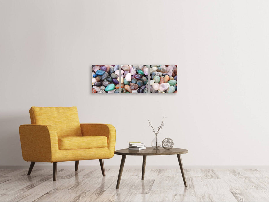 Panoramic 3-piece canvas picture Colorful gemstones