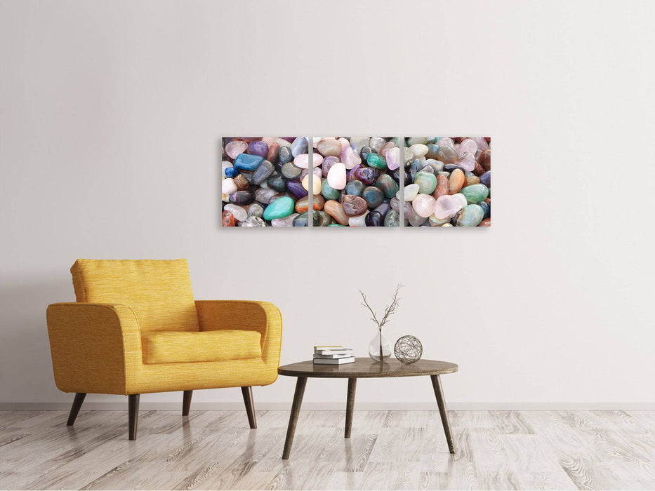 Panoramic 3-piece canvas picture Colorful gemstones