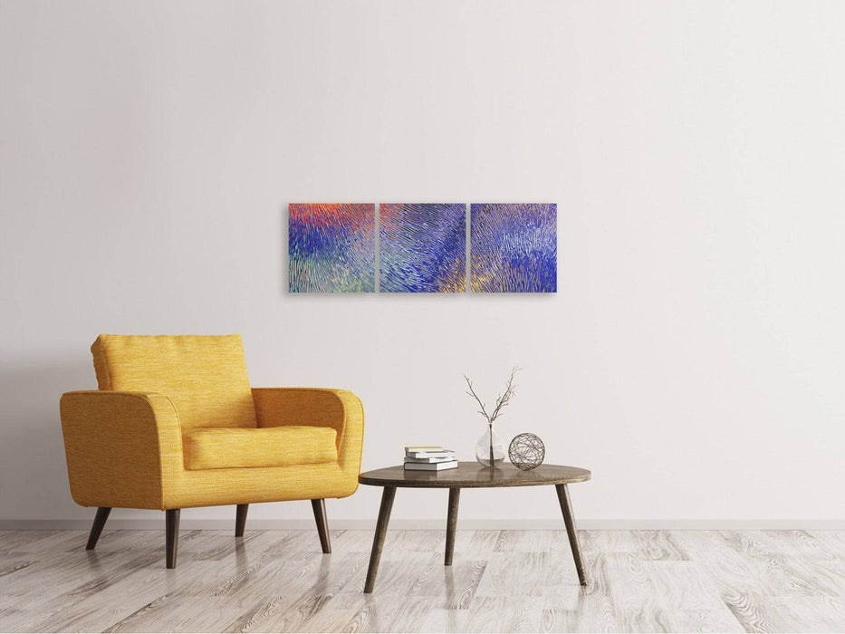 Tableau sur toile panoramique en 3 parties verre coloré