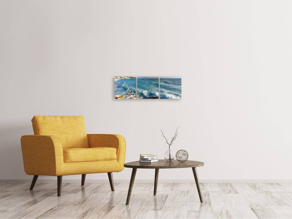 Panoramic 3-piece canvas picture Cote D`Azur