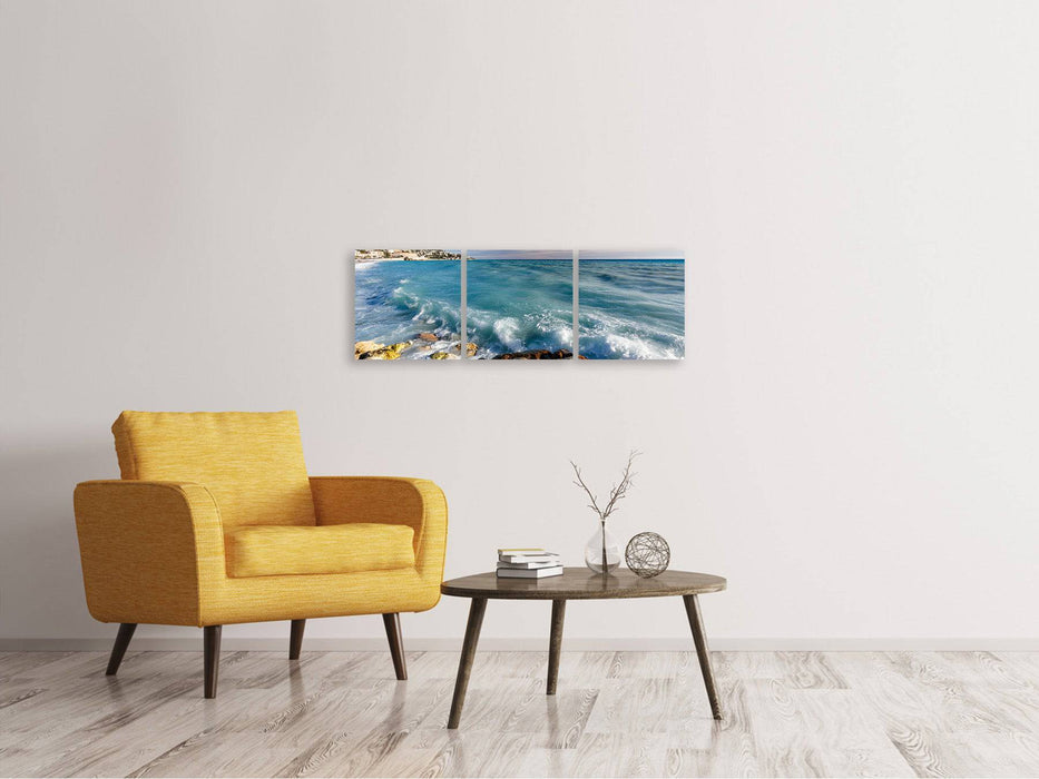 Panoramic 3-piece canvas picture Cote D`Azur