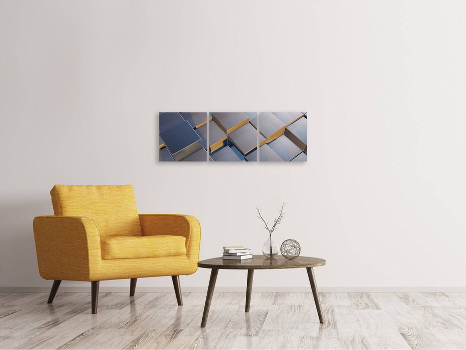 Panoramic 3-piece canvas picture Cube 6