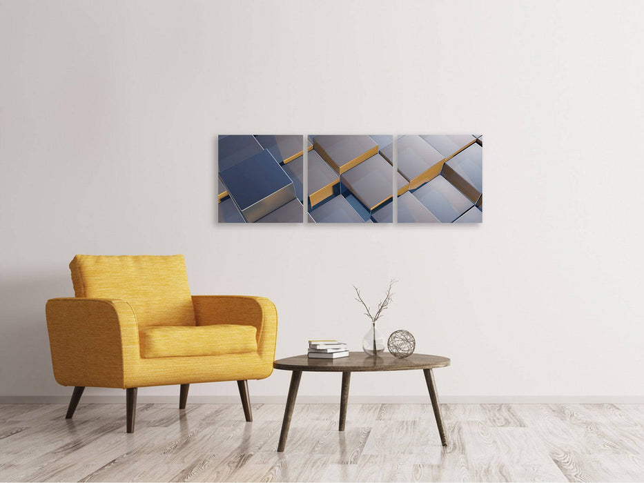 Panoramic 3-piece canvas picture Cube 6