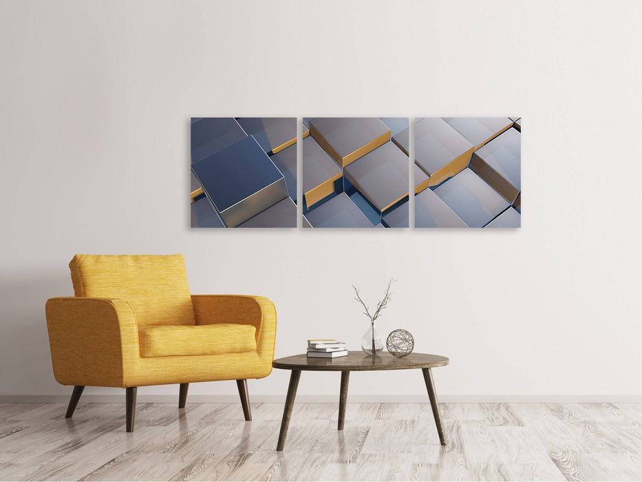 Panoramic 3-piece canvas picture Cube 6