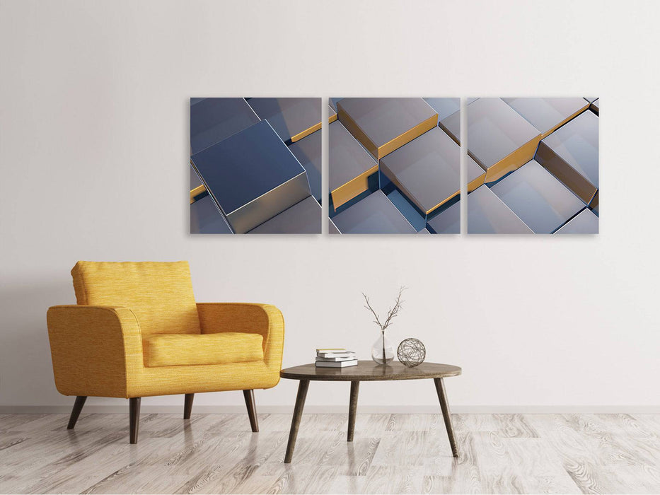 Panoramic 3-piece canvas picture Cube 6