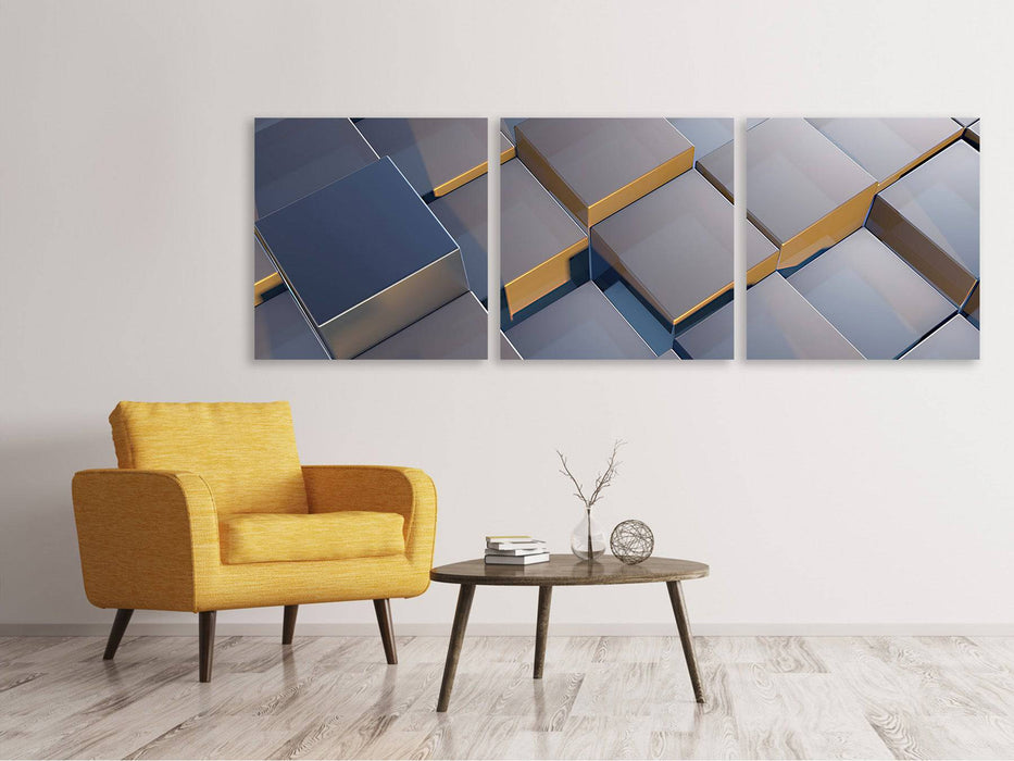 Panoramic 3-piece canvas picture Cube 6