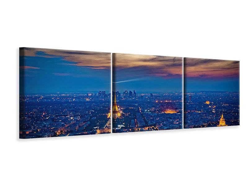 Panorama 3-piece canvas picture The Eiffel Tower in France