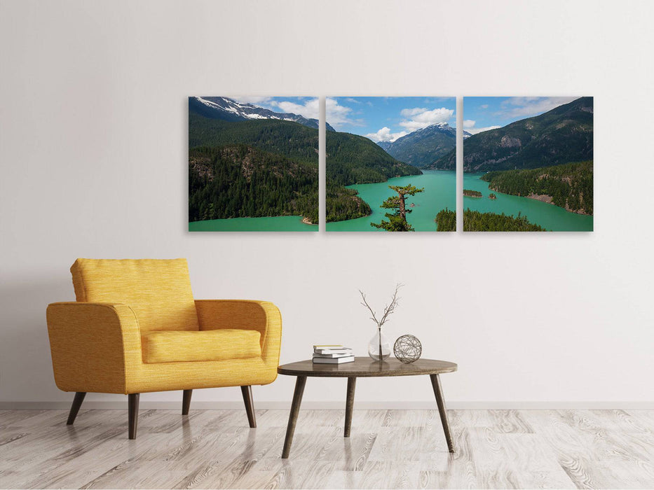 Panorama Leinwandbild 3-teilig Diablo Bergsee