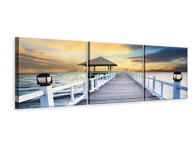 Panoramic 3-piece canvas picture The bridge into the sea