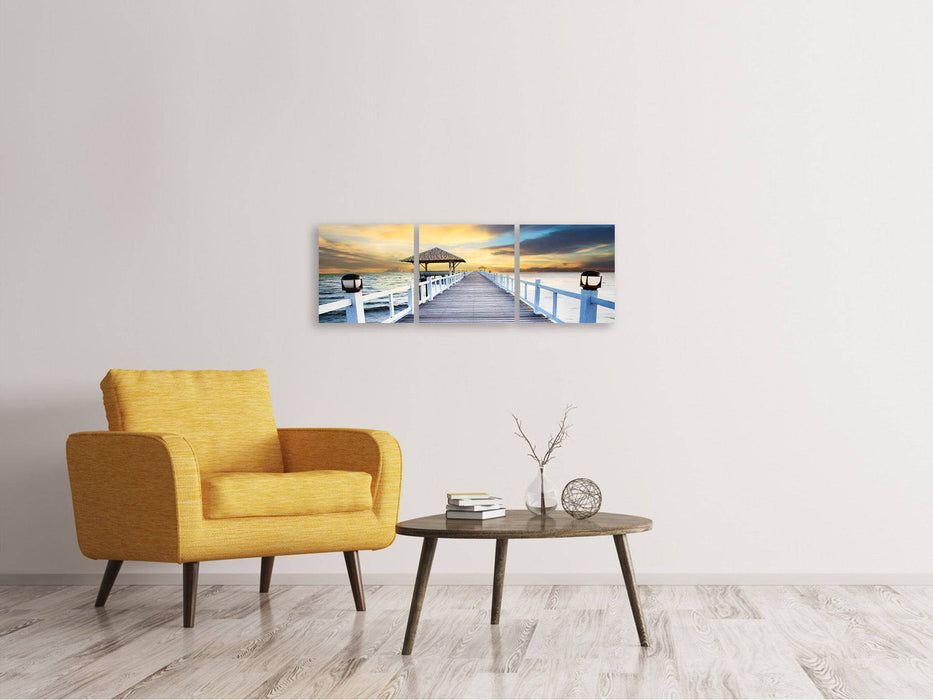 Panoramic 3-piece canvas picture The bridge into the sea