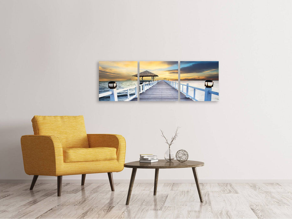 Panoramic 3-piece canvas picture The bridge into the sea