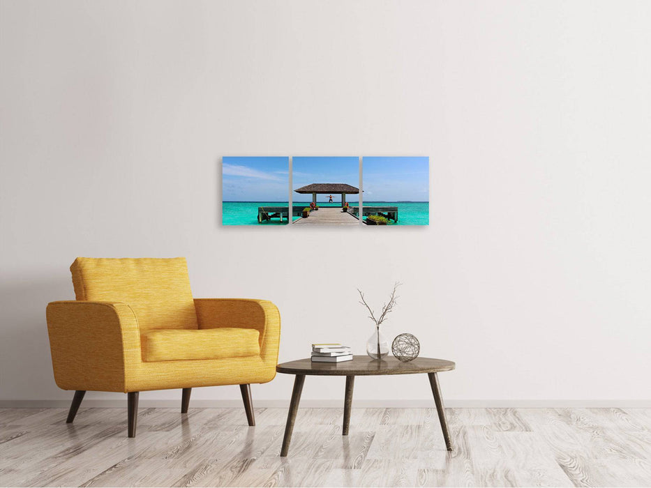 Tableau sur toile panoramique en 3 parties Liberté au bord de la mer