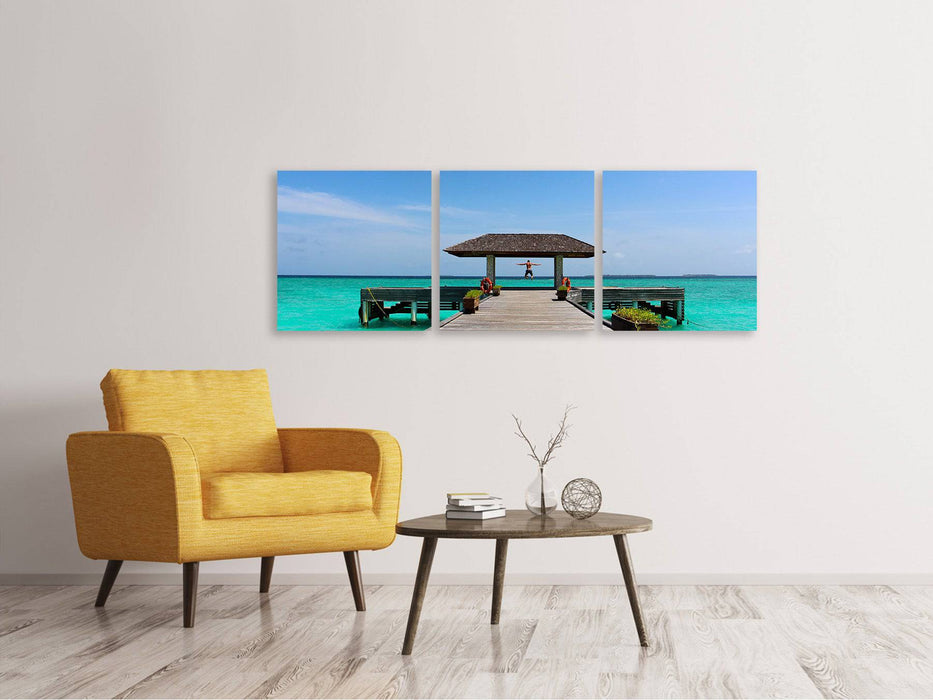 Tableau sur toile panoramique en 3 parties Liberté au bord de la mer